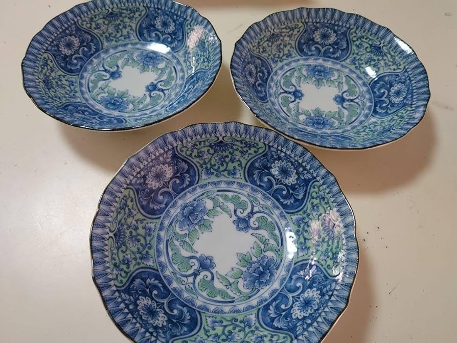 Amazon.co.jp: 有田焼 双峰 中鉢 皿 3枚セット 昭和レトロ